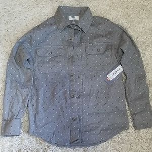 NWT Gray Diamond Button Down Boys Shirt 8